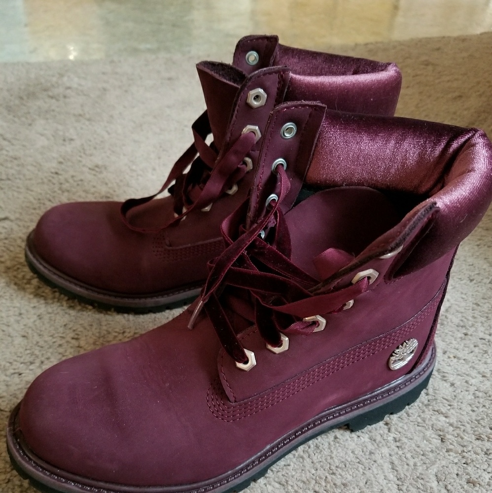 Velvet Burgandy Timberlands